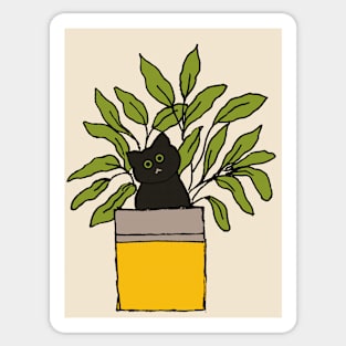 Cat in planter art Sticker